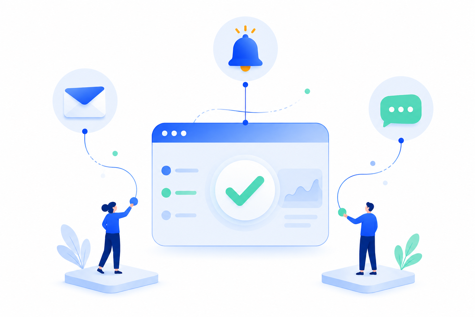 Website health connected to email, notifications and conversations